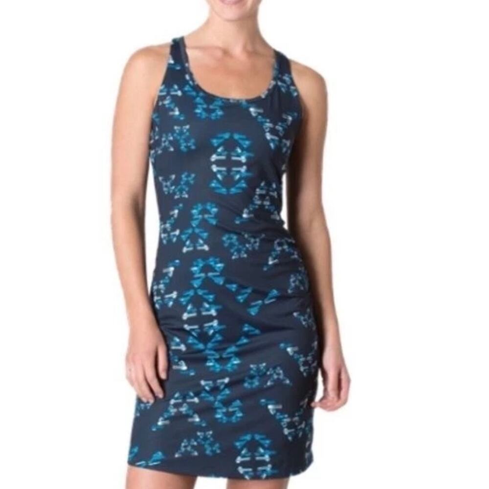 Toad & Co Aquaflex Crisscross back Navy Teal Dress NWT Large Active Outdoor